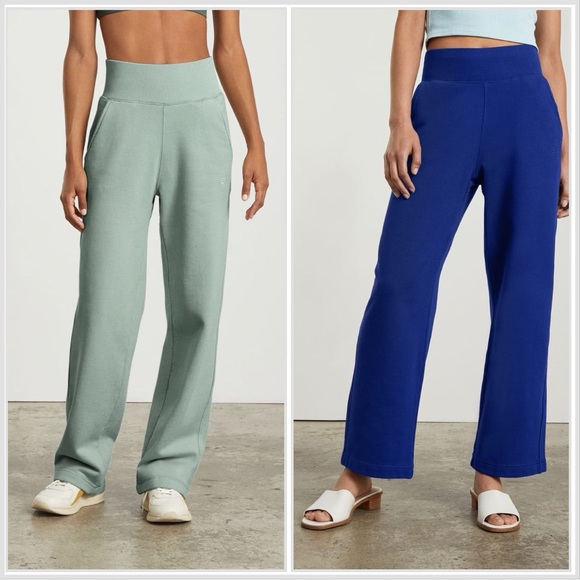 Lot of 2 Everlane The Track High Waist Pants 100% Cotton Blue & Light Green XL - Picture 2 of 12